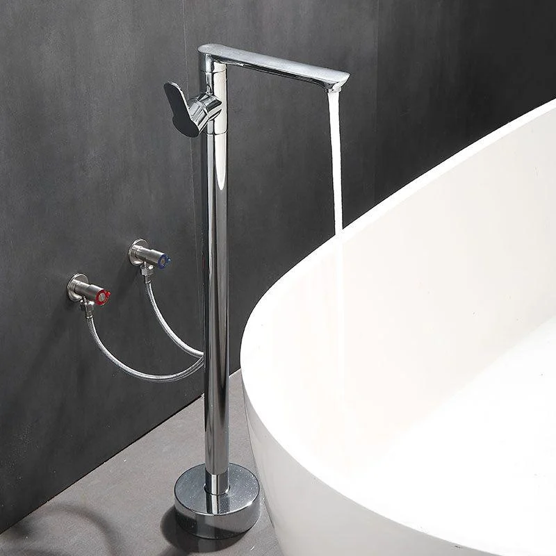 Modern Floor Bronze Freestanding Tub Filler Swivel Freestanding Tap -Bathlova