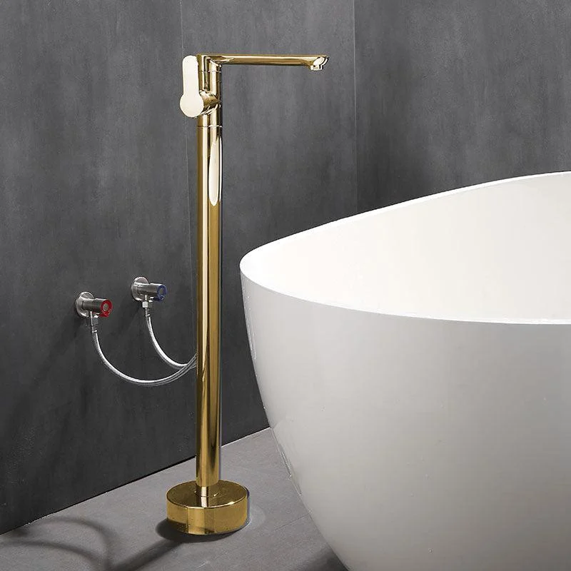 Modern Floor Bronze Freestanding Tub Filler Swivel Freestanding Tap -Bathlova