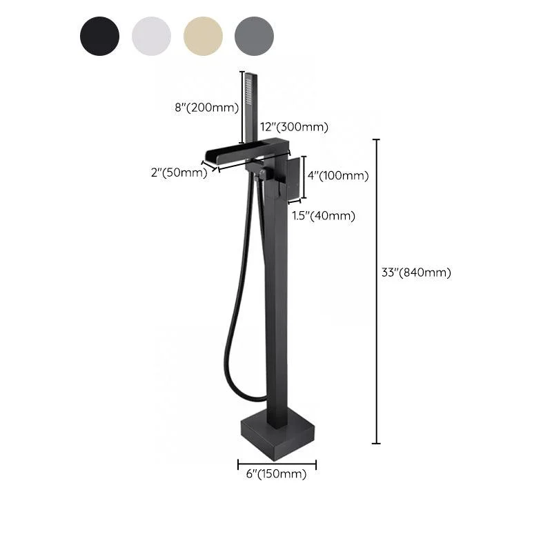 Modern Floor Mounted Copper Freestanding Tub Filler Freestanding Low Arc Tub Filler Trim -Bathlova