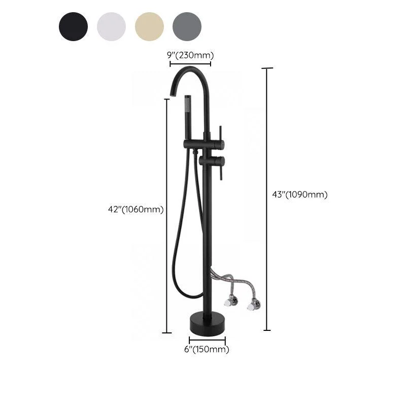 Modern Floor Mounted Copper Freestanding Tub Filler Freestanding Low Arc Tub Filler Trim -Bathlova