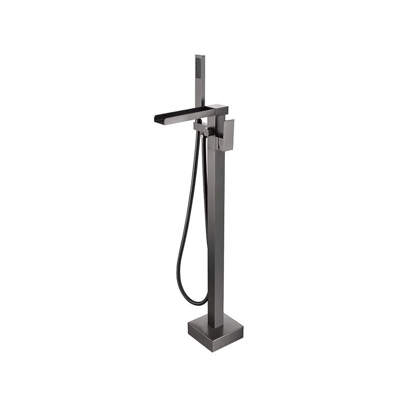 Modern Floor Mounted Copper Freestanding Tub Filler Freestanding Low Arc Tub Filler Trim -Bathlova