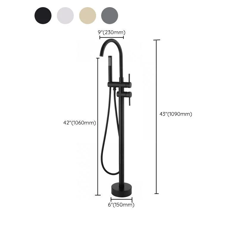 Modern Floor Mounted Copper Freestanding Tub Filler Freestanding Low Arc Tub Filler Trim -Bathlova