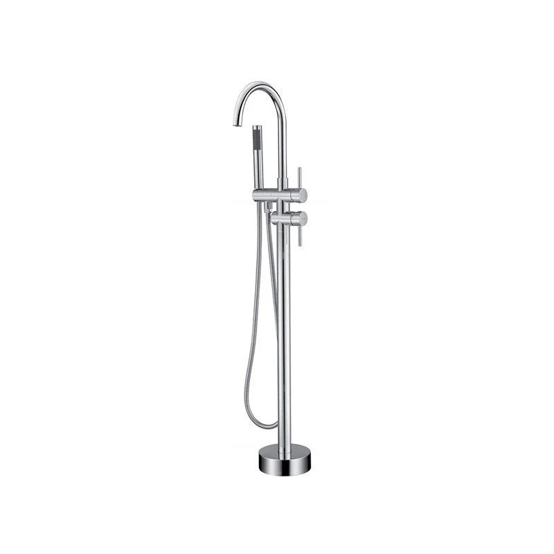 Modern Floor Mounted Copper Freestanding Tub Filler Freestanding Low Arc Tub Filler Trim -Bathlova