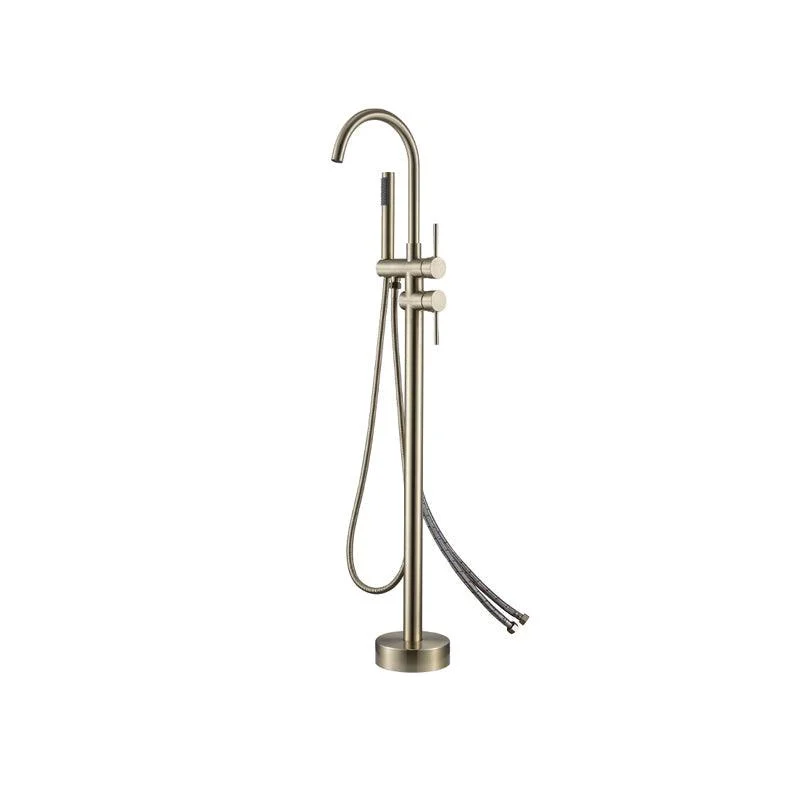 Modern Floor Mounted Copper Freestanding Tub Filler Freestanding Low Arc Tub Filler Trim -Bathlova