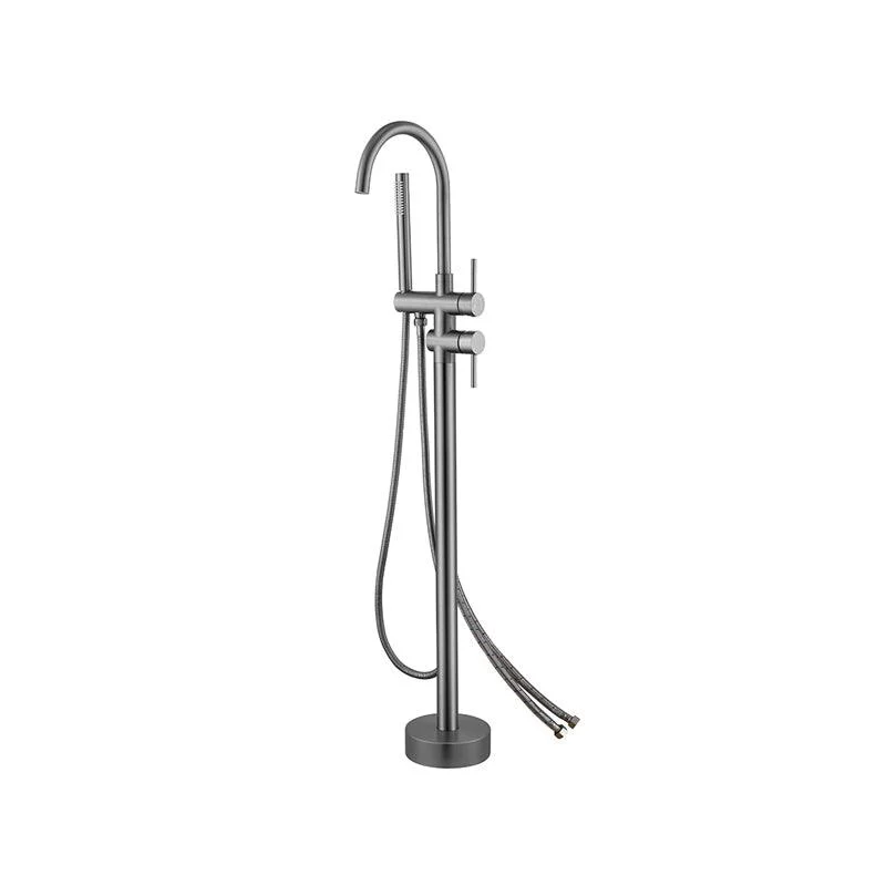 Modern Floor Mounted Copper Freestanding Tub Filler Freestanding Low Arc Tub Filler Trim -Bathlova