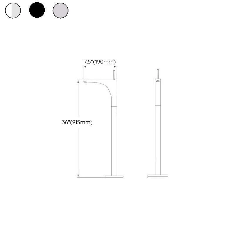 Modern Floor Mounted Freestanding Tub Filler Freestanding Copper High Arc Tub Filler Trim -Bathlova