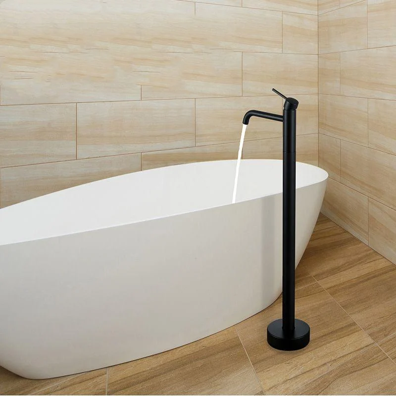 Modern Floor Mounted Freestanding Tub Filler Freestanding Copper High Arc Tub Filler Trim -Bathlova