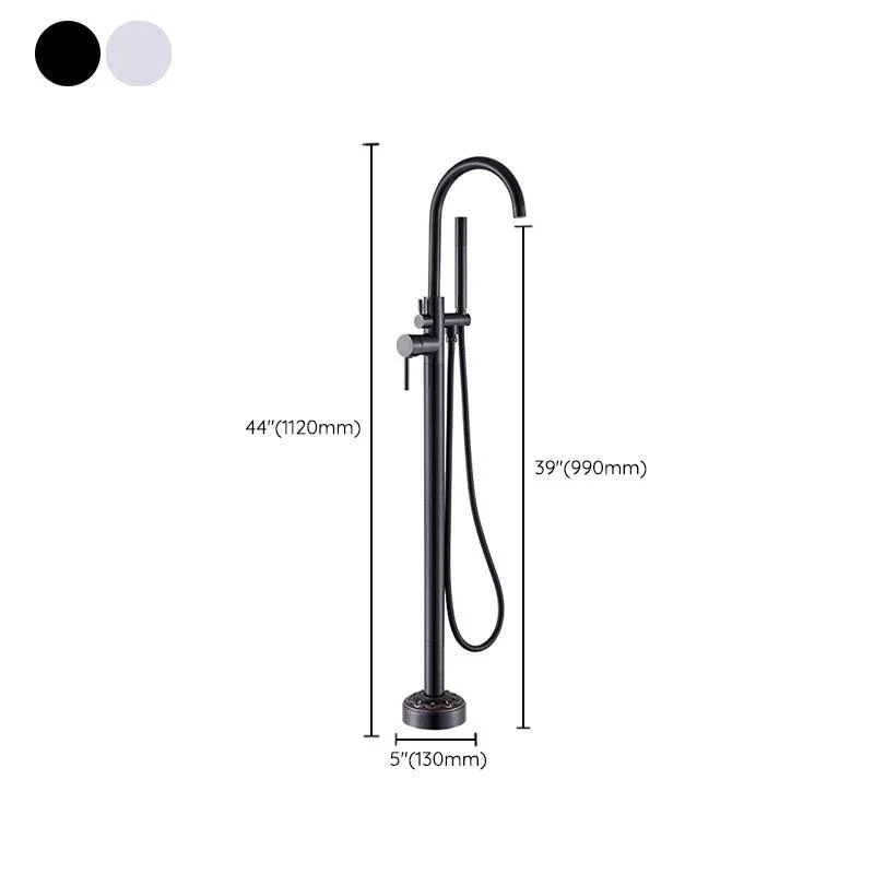 Modern Floor Mounted High Arc Freestanding Tub Filler Freestanding Copper Tub Filler Trim -Bathlova