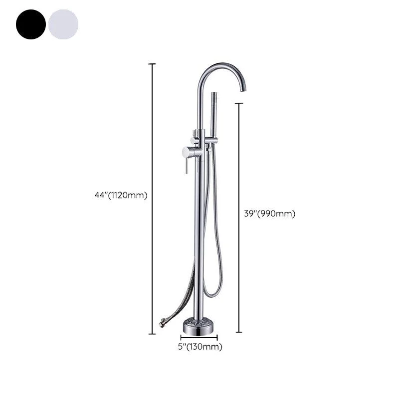 Modern Floor Mounted High Arc Freestanding Tub Filler Freestanding Copper Tub Filler Trim -Bathlova