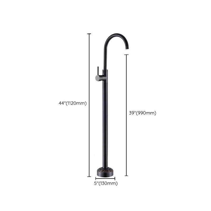 Modern Floor Mounted High Arc Freestanding Tub Filler Freestanding Copper Tub Filler Trim -Bathlova