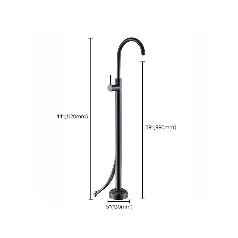 Modern Floor Mounted High Arc Freestanding Tub Filler Freestanding Copper Tub Filler Trim -Bathlova