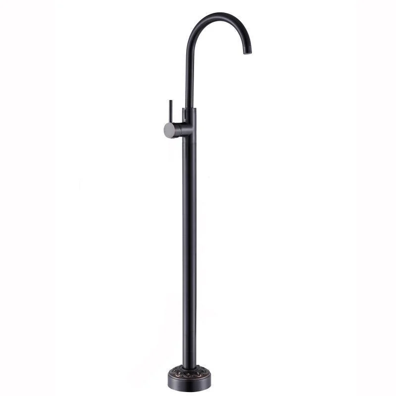 Modern Floor Mounted High Arc Freestanding Tub Filler Freestanding Copper Tub Filler Trim -Bathlova