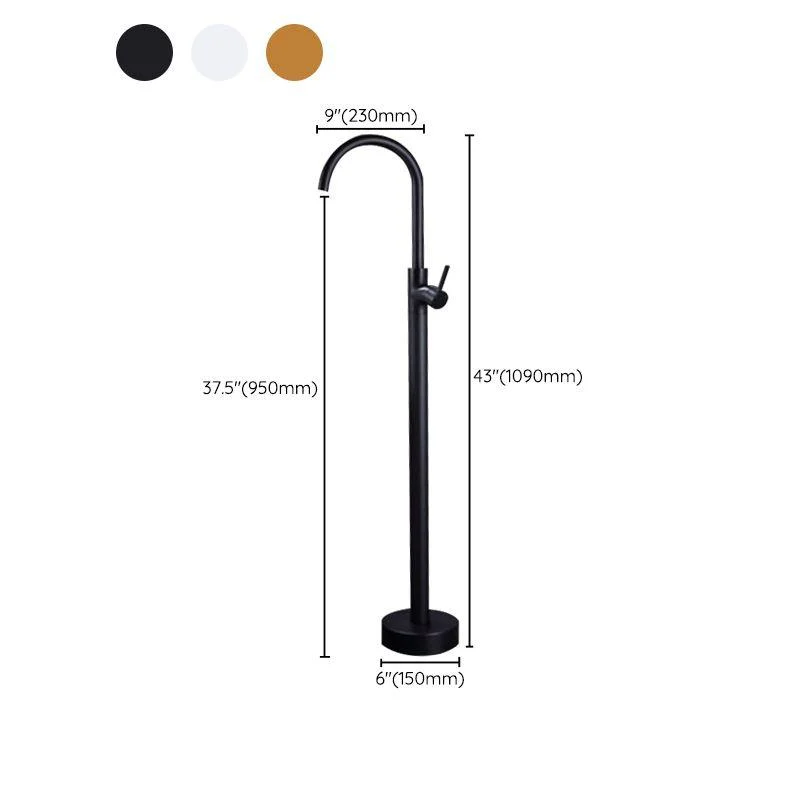 Modern Floor Mounted High Arc Freestanding Tub Filler Metal Freestanding Tub Filler Trim -Bathlova