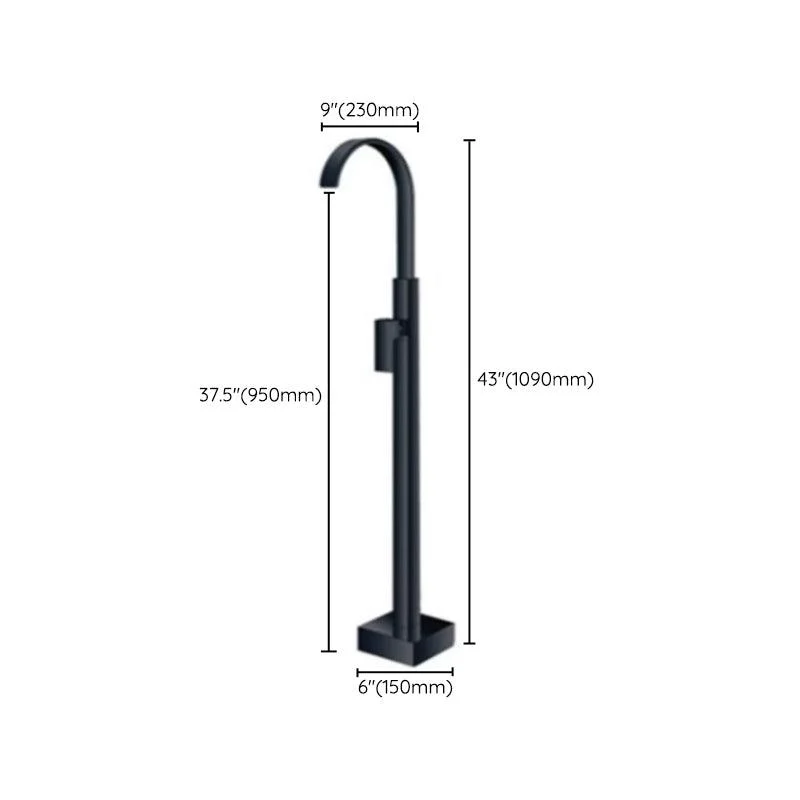 Modern Floor Mounted High Arc Freestanding Tub Filler Metal Freestanding Tub Filler Trim -Bathlova