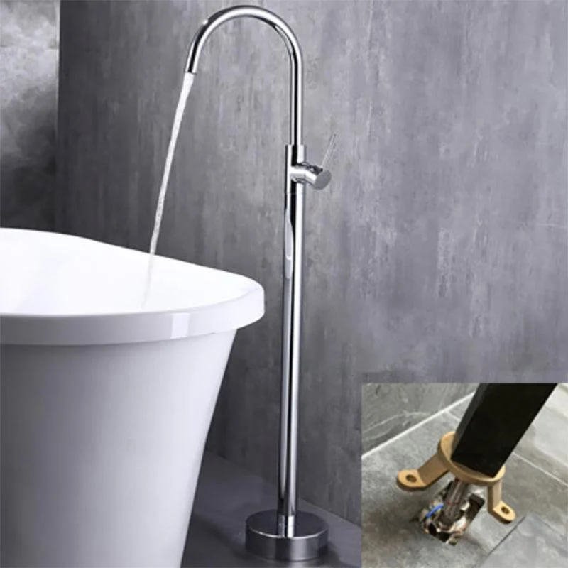 Modern Floor Mounted High Arc Freestanding Tub Filler Metal Freestanding Tub Filler Trim -Bathlova