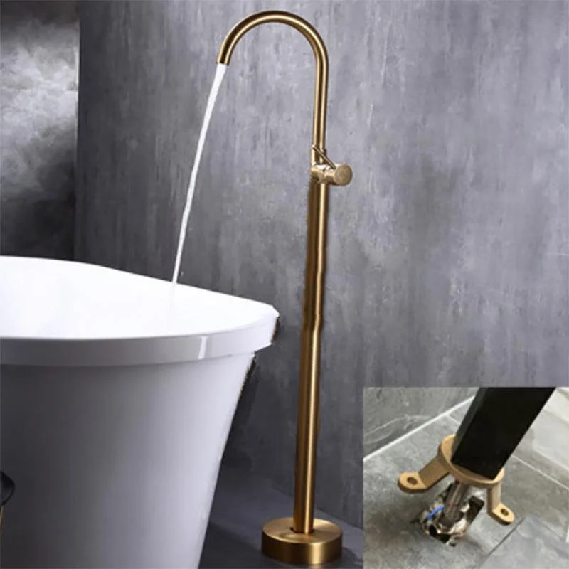 Modern Floor Mounted High Arc Freestanding Tub Filler Metal Freestanding Tub Filler Trim -Bathlova