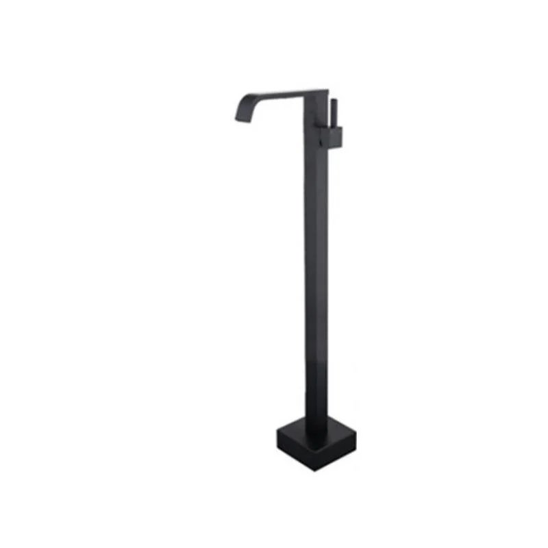 Modern Floor Mounted High Arc Freestanding Tub Filler Metal Freestanding Tub Filler Trim -Bathlova