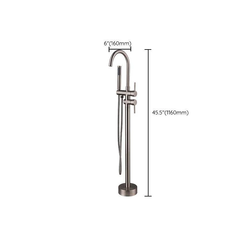 Modern Floor Mounted Metal Freestanding Tub Filler Freestanding High Arc Tub Filler Trim -Bathlova