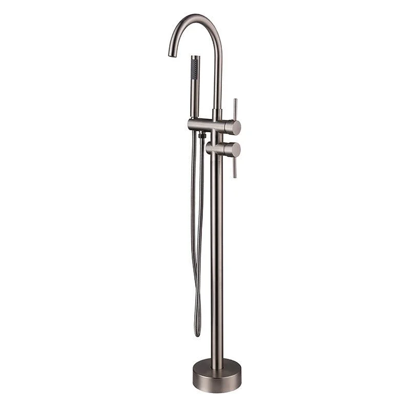 Modern Floor Mounted Metal Freestanding Tub Filler Freestanding High Arc Tub Filler Trim -Bathlova