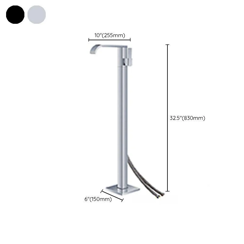 Modern Floor Mounted Metal Freestanding Tub Filler Freestanding High Arc Tub Tap Set -Bathlova