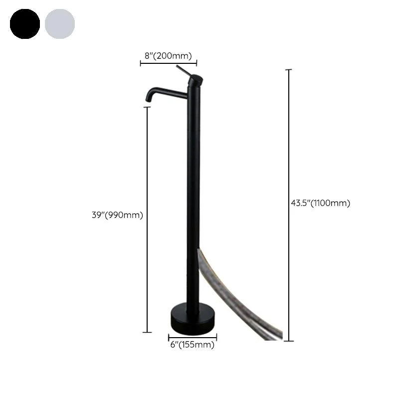 Modern Floor Mounted Metal Freestanding Tub Filler Freestanding High Arc Tub Tap Set -Bathlova