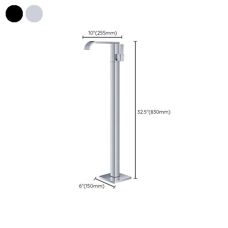 Modern Floor Mounted Metal Freestanding Tub Filler Freestanding High Arc Tub Tap Set -Bathlova