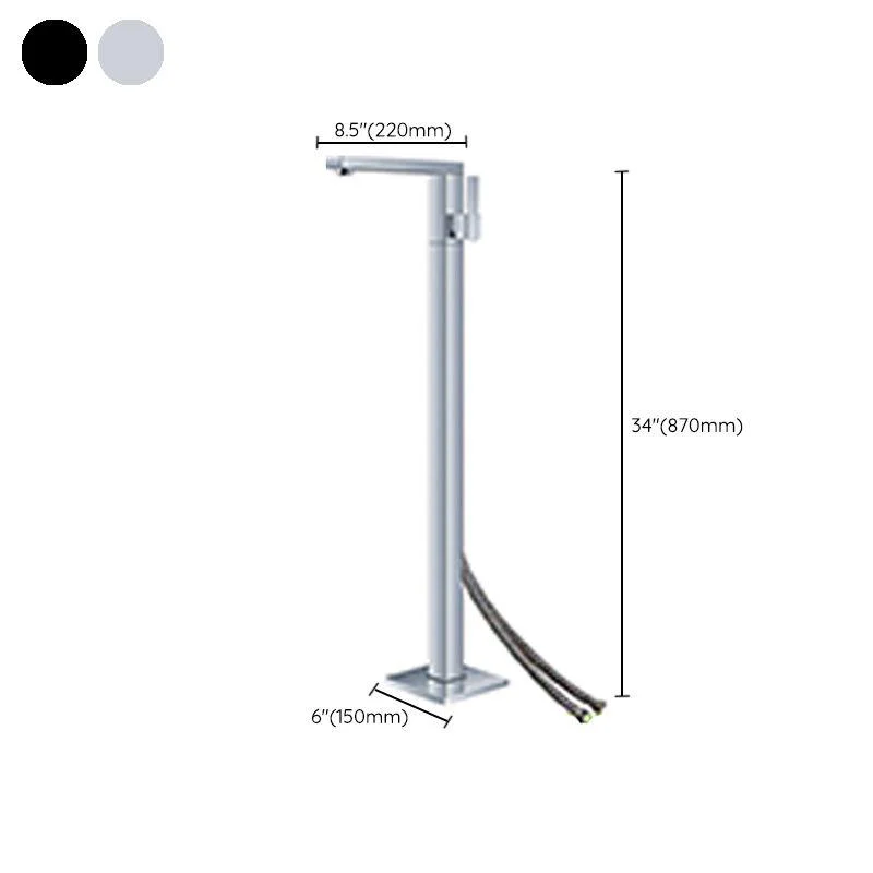 Modern Floor Mounted Metal Freestanding Tub Filler Freestanding High Arc Tub Tap Set -Bathlova