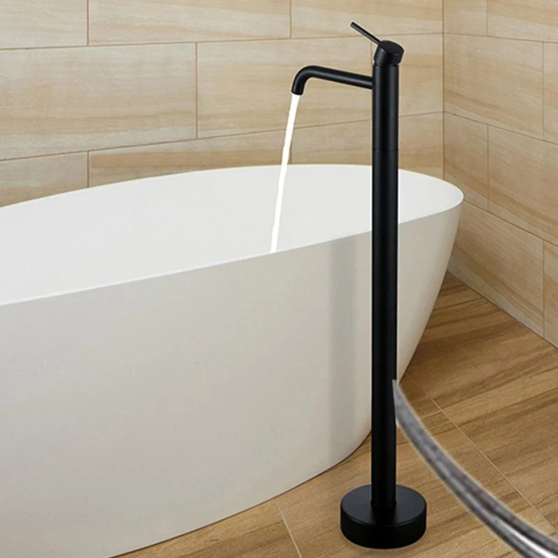 Modern Floor Mounted Metal Freestanding Tub Filler Freestanding High Arc Tub Tap Set -Bathlova