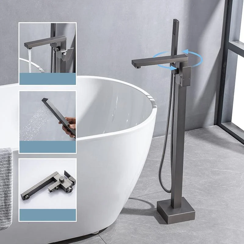 Modern Floor Mounted Metal Freestanding Tub Filler One Handle Freestanding Bathtub Tap -Bathlova