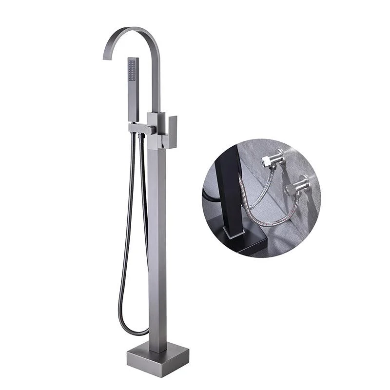 Modern Floor Mounted Metal Freestanding Tub Filler One Handle Freestanding Bathtub Tap -Bathlova