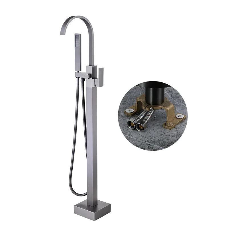 Modern Floor Mounted Metal Freestanding Tub Filler One Handle Freestanding Bathtub Tap -Bathlova