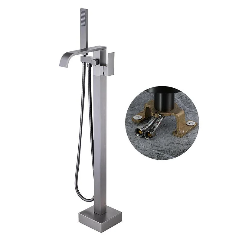 Modern Floor Mounted Metal Freestanding Tub Filler One Handle Freestanding Bathtub Tap -Bathlova