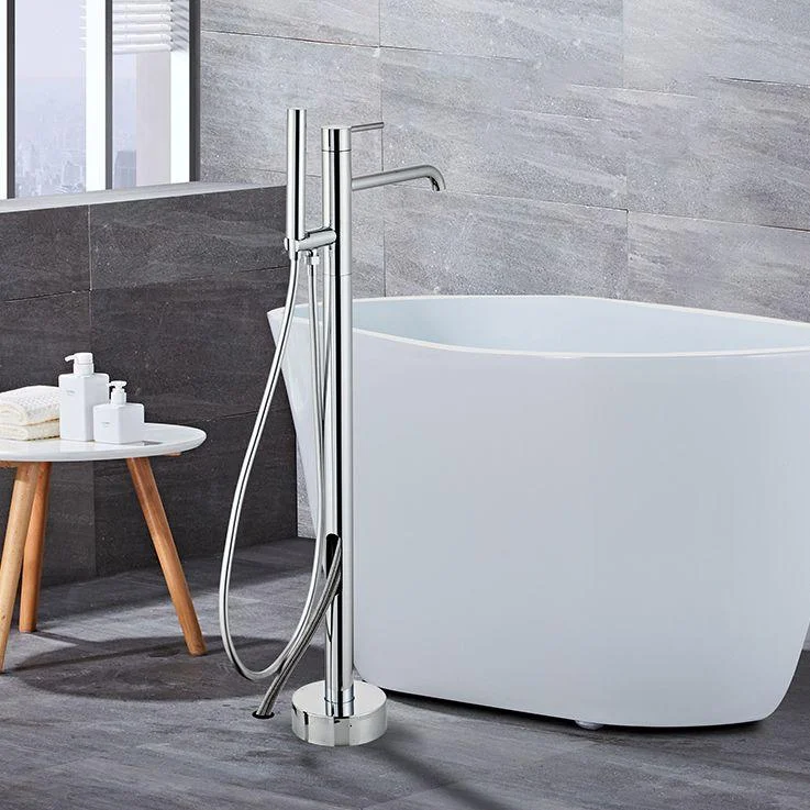 Modern Floor Mounted Metal Freestanding Tub Filler One Handle Freestanding Tub Filler Trim -Bathlova