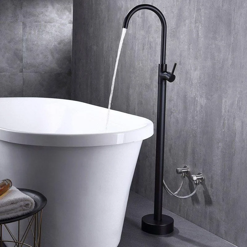 Modern Floor Mounted Metal Freestanding Tub Filler Single Handle Freestanding Tap -Bathlova