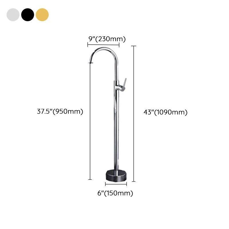 Modern Floor Mounted Metal Freestanding Tub Filler Single Handle Freestanding Tap -Bathlova