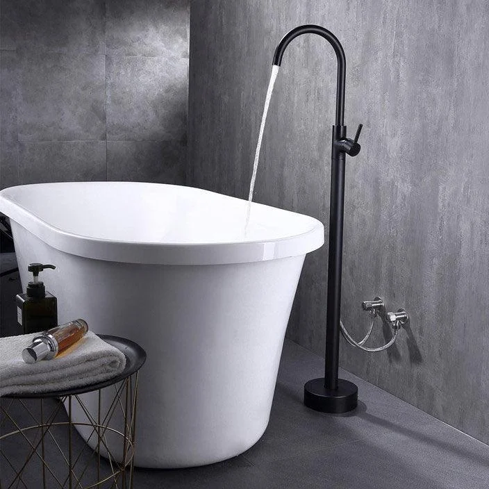 Modern Floor Mounted Metal Freestanding Tub Filler Single Handle Freestanding Tap -Bathlova