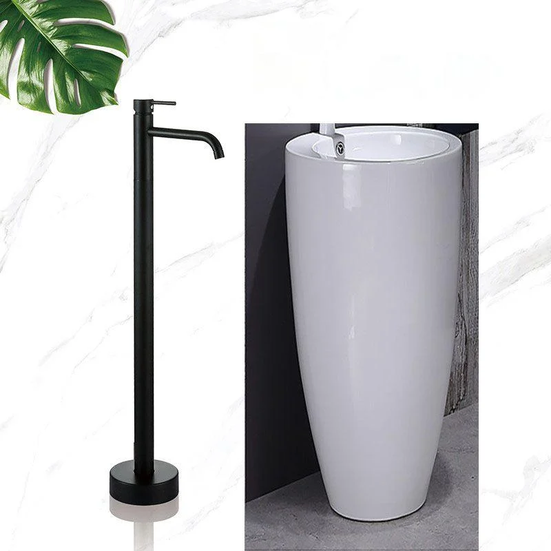 Modern Floor Mounted Metal Freestanding Tub Filler Single Handle Freestanding Tap -Bathlova