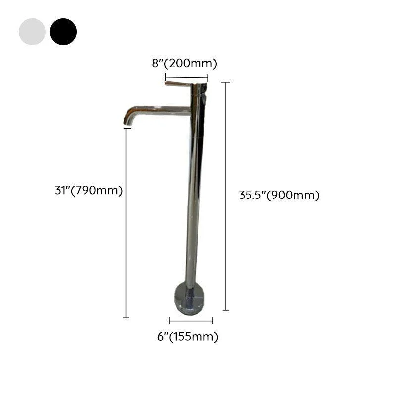 Modern Floor Mounted Metal Freestanding Tub Filler Single Handle Freestanding Tap -Bathlova