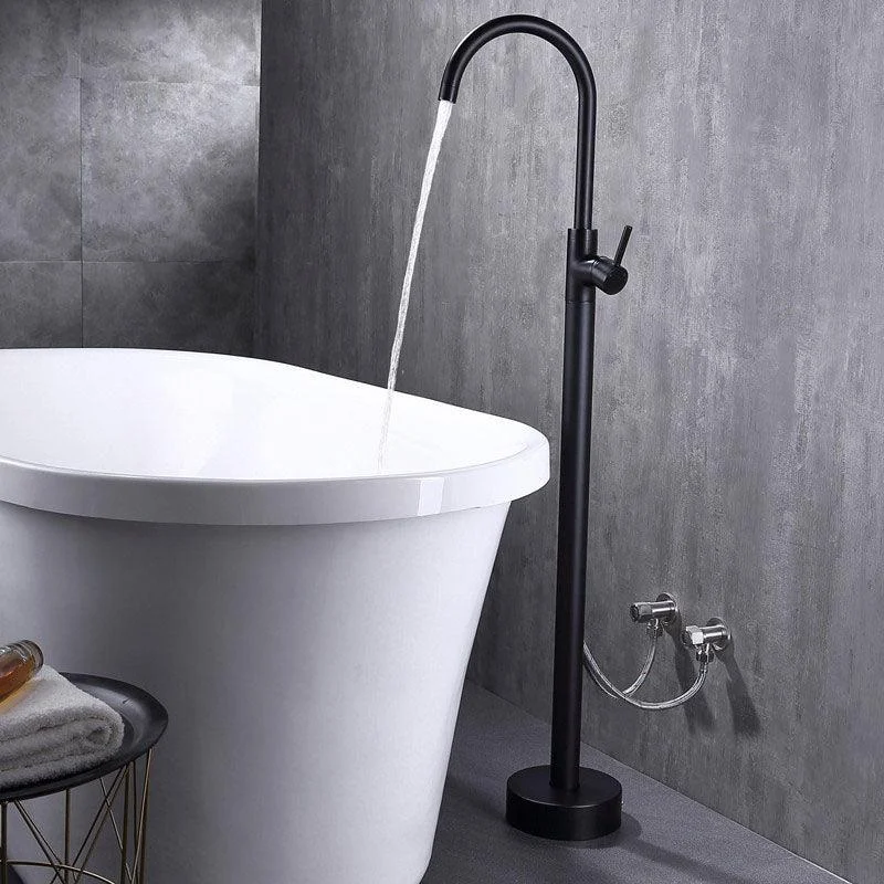 Modern Floor Mounted Metal Freestanding Tub Filler Single Handle Freestanding Tap -Bathlova