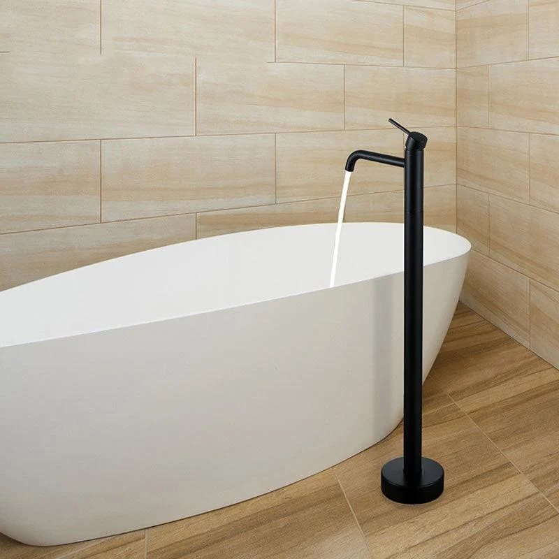 Modern Floor Mounted Metal Freestanding Tub Filler Single Handle Freestanding Tap -Bathlova