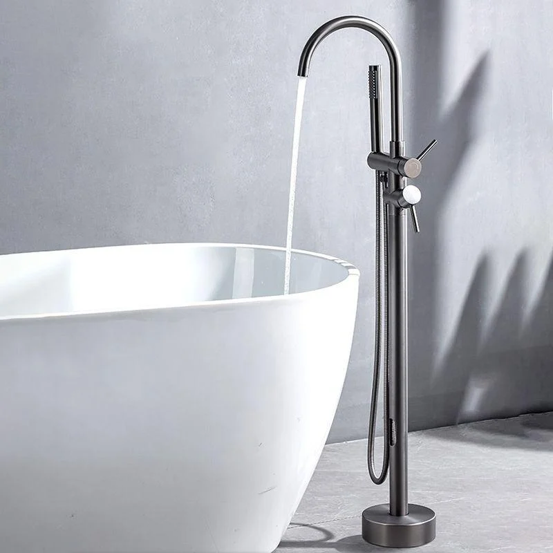 Modern Floor Mounted Metal Freestanding Tub Filler Swivel Freestanding Tap -Bathlova