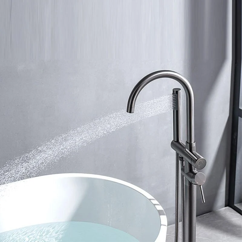 Modern Floor Mounted Metal Freestanding Tub Filler Swivel Freestanding Tap -Bathlova