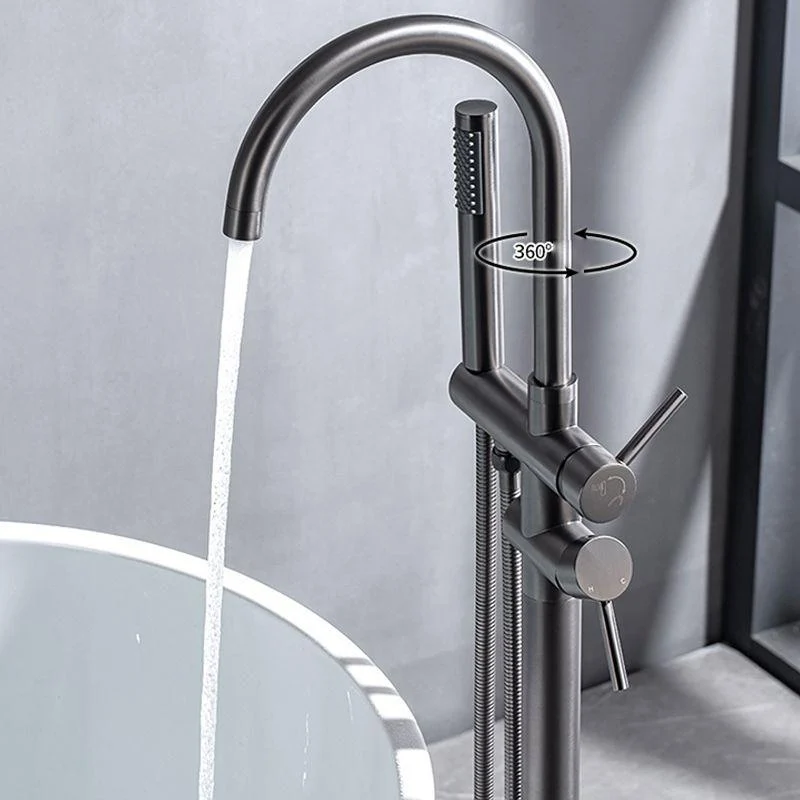 Modern Floor Mounted Metal Freestanding Tub Filler Swivel Freestanding Tap -Bathlova