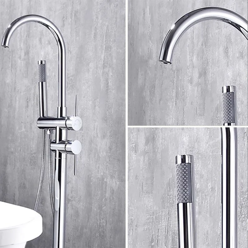 Modern Floor Mounted Metal Freestanding Tub Filler Swivel Freestanding Tap -Bathlova