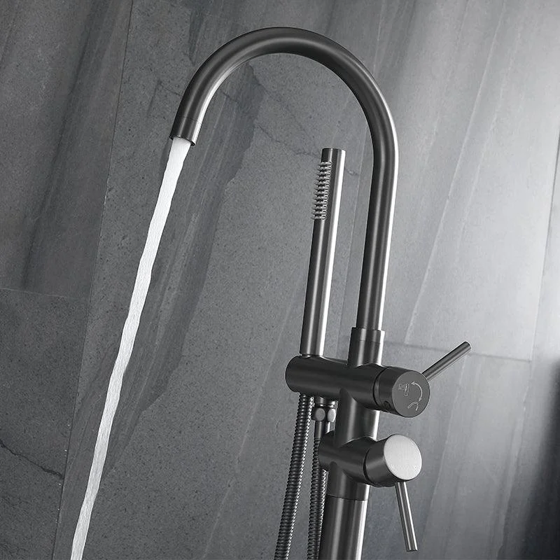 Modern Floor Mounted Metal Freestanding Tub Filler Swivel Freestanding Tap -Bathlova