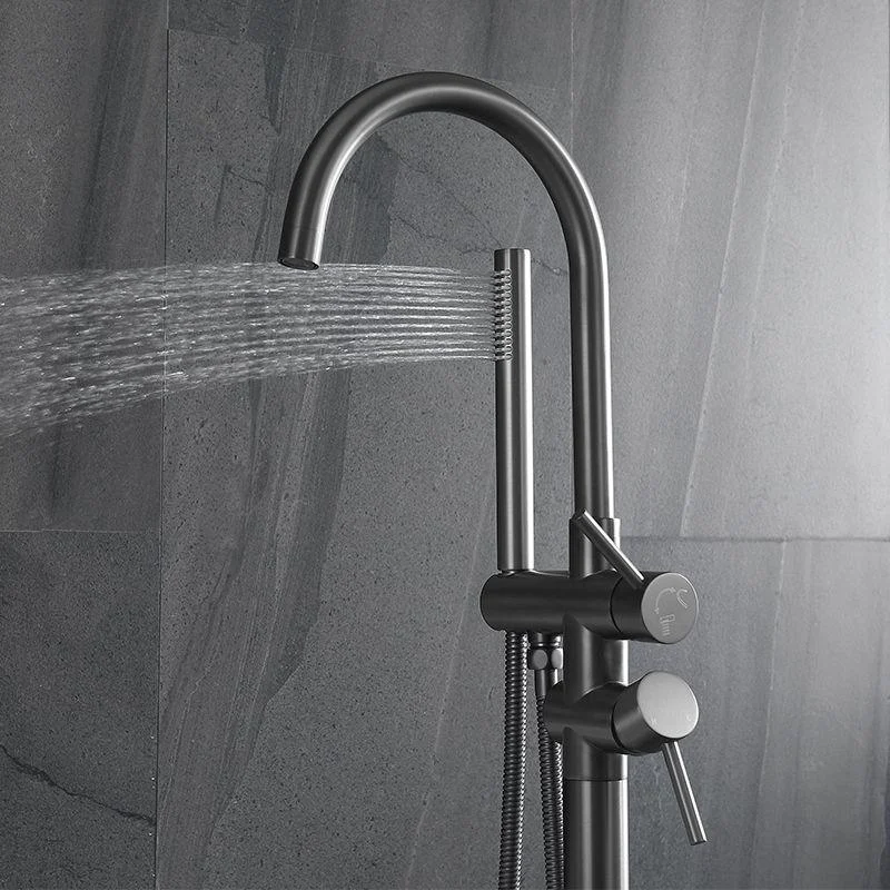 Modern Floor Mounted Metal Freestanding Tub Filler Swivel Freestanding Tap -Bathlova