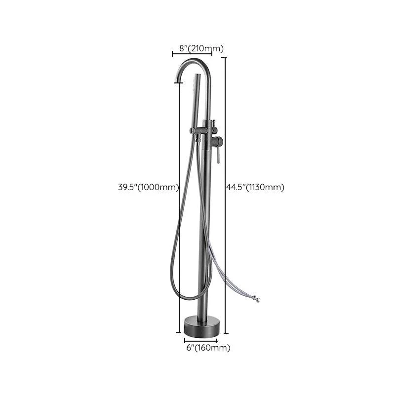 Modern Floor Mounted Metal Freestanding Tub Filler Swivel High Arc Freestanding Tap -Bathlova