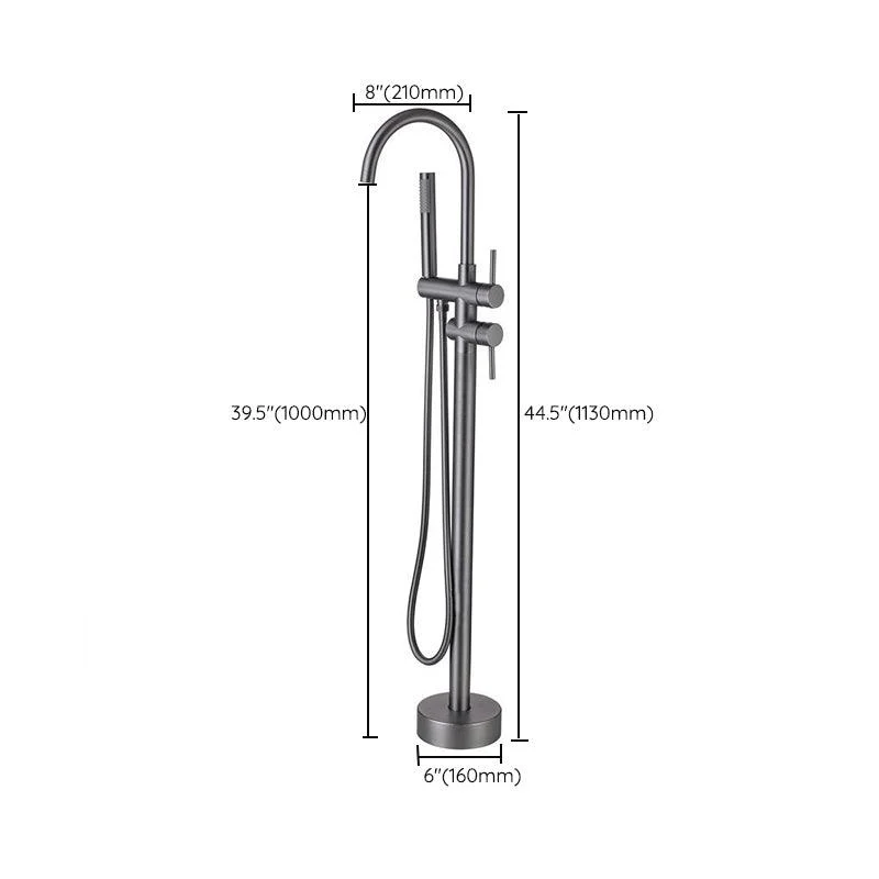 Modern Floor Mounted Metal Freestanding Tub Filler Swivel High Arc Freestanding Tap -Bathlova