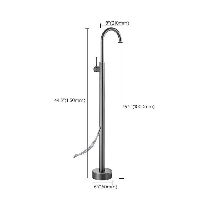 Modern Floor Mounted Metal Freestanding Tub Filler Swivel High Arc Freestanding Tap -Bathlova