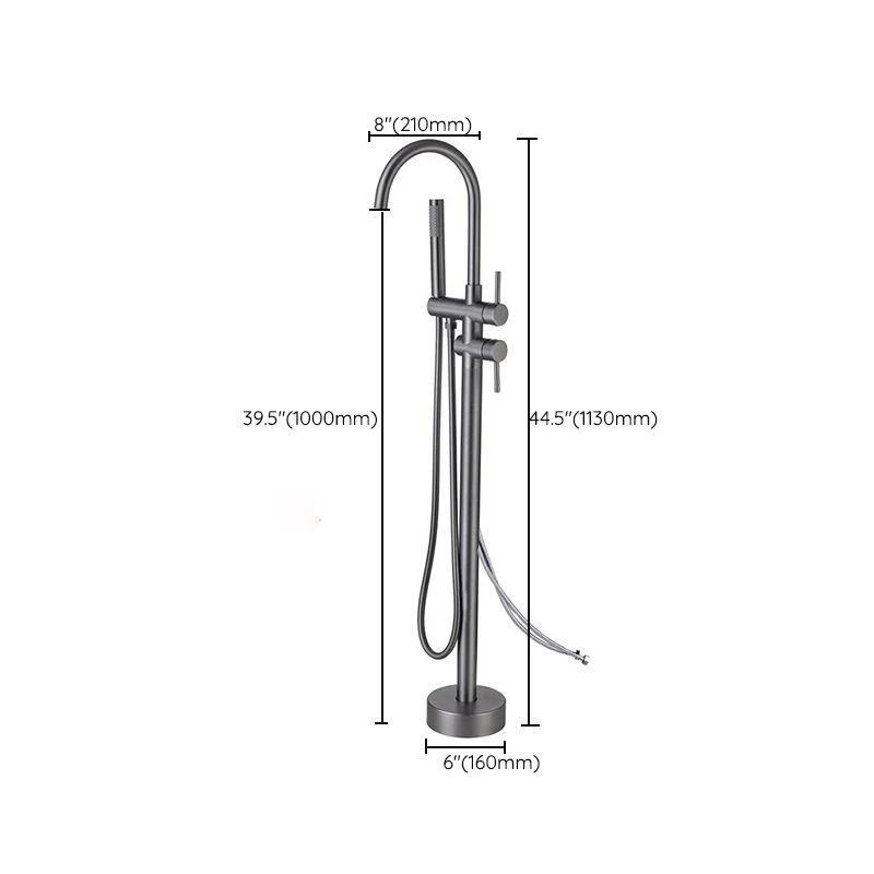 Modern Floor Mounted Metal Freestanding Tub Filler Swivel High Arc Freestanding Tap -Bathlova